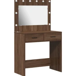 vidaXL Sminkbord>Smyckebord med låda Brun Ek 78,5 x 41 x 135 cm Konstruerat trä