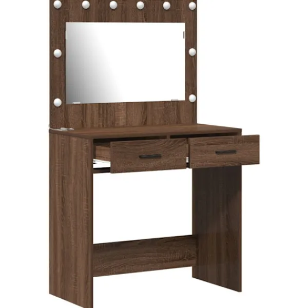vidaXL Sminkbord>Smyckebord med låda Brun Ek 78,5 x 41 x 135 cm Konstruerat trä