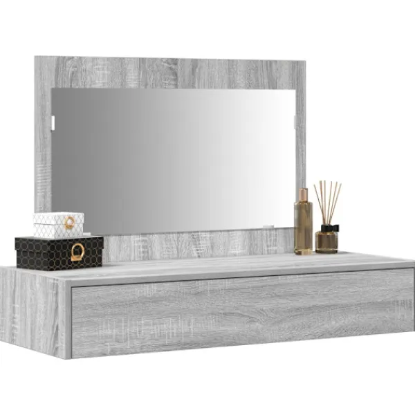 vidaXL Sminkbord>Smyckebord med låda Grå 100 x 40 x 70 cm Konstruerat trä