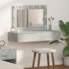 vidaXL Sminkbord>Smyckebord med låda Grå 100 x 40 x 70 cm Konstruerat trä