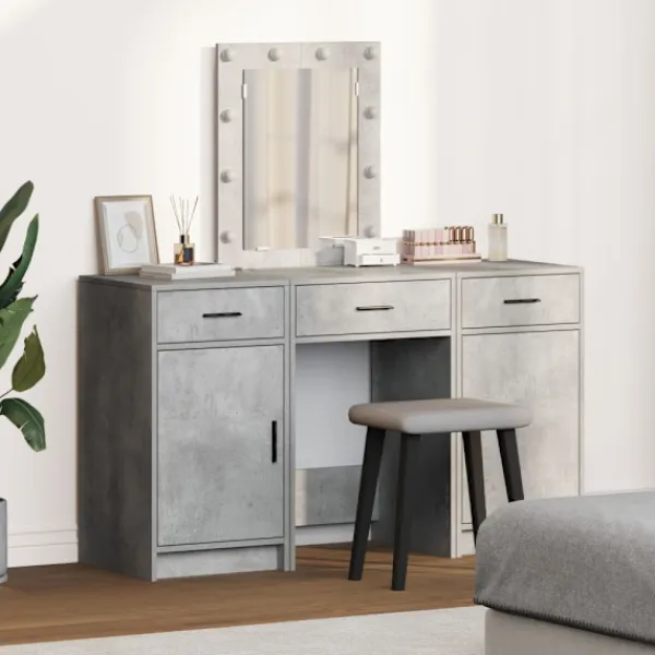 vidaXL Sminkbord>Smyckebord med låda Grå 50 x 41 x 135 cm Konstruerat trä