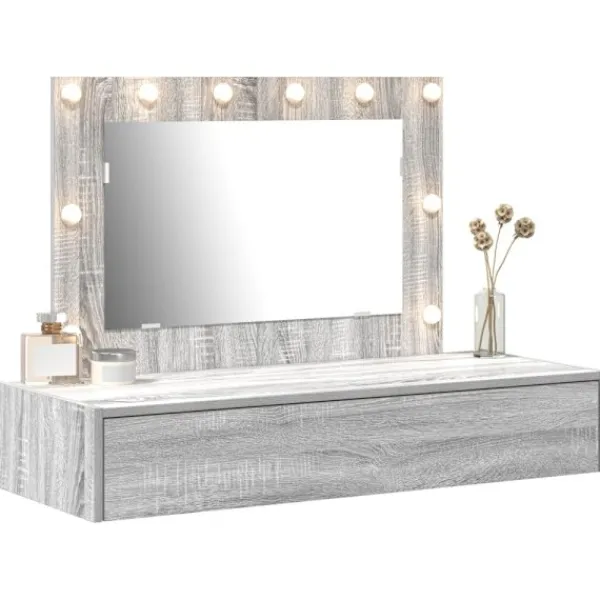 vidaXL Sminkbord>Smyckebord med låda Grå 100 x 40 x 70 cm Konstruerat trä