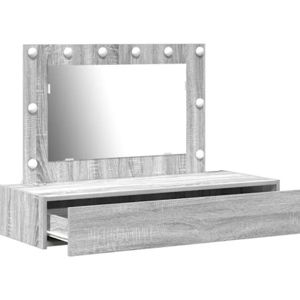 vidaXL Sminkbord>Smyckebord med låda Grå 100 x 40 x 70 cm Konstruerat trä