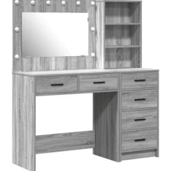 vidaXL Sminkbord>Smyckebord med låda Ljusgrå 78.5 x 41 x 135 cm Konstruerat trä