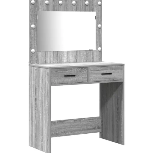 vidaXL Sminkbord>Smyckebord med låda Ljusgrå 78.5 x 41 x 135 cm Konstruerat trä