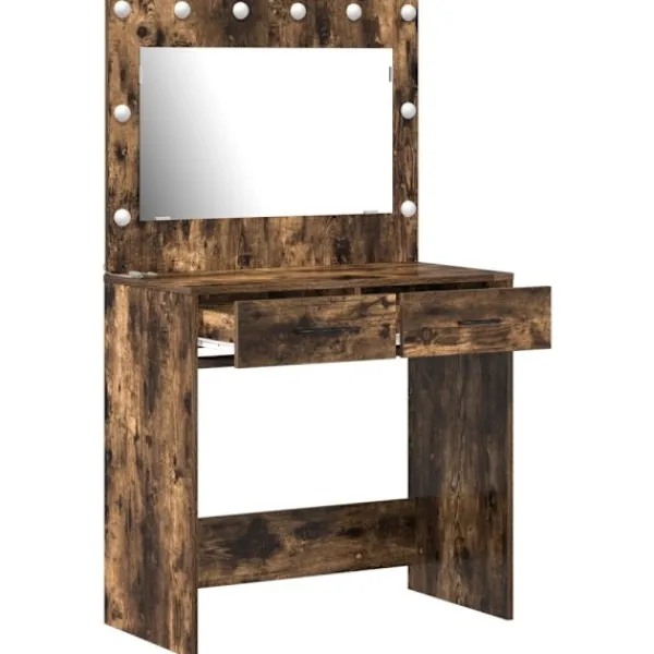 vidaXL Sminkbord>Smyckebord med låda Rökt ek 78,5 x 41 x 135 cm Konstruerat trä