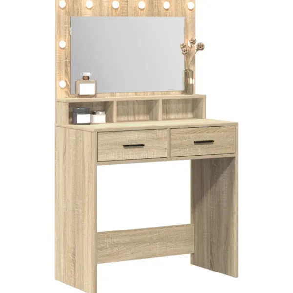 vidaXL Sminkbord>Smyckebord med låda Sonoma-ek 79 x 41 x 135 cm Konstruerat trä