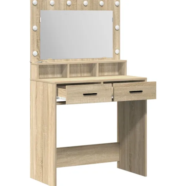 vidaXL Sminkbord>Smyckebord med låda Sonoma-ek 79 x 41 x 135 cm Konstruerat trä