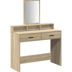 vidaXL Sminkbord>Smyckebord med låda Sonoma-ek 100 x 41 x 140 cm Konstruerat trä