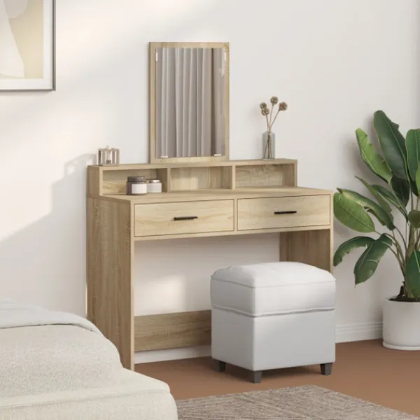 vidaXL Sminkbord>Smyckebord med låda Sonoma-ek 100 x 41 x 140 cm Konstruerat trä