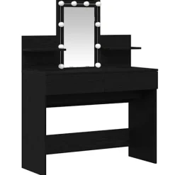 vidaXL Sminkbord>Smyckebord med låda Svart Ek 100 x 40 x 130 cm Konstruerat trä