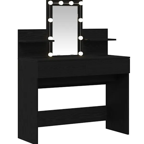 vidaXL Sminkbord>Smyckebord med låda Svart Ek 100 x 40 x 130 cm Konstruerat trä