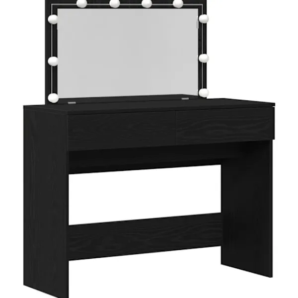 vidaXL Sminkbord>Smyckebord med låda Svart Ek 100 x 40 x 120 cm Konstruerat trä