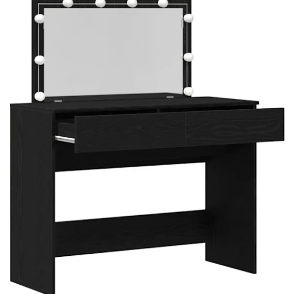 vidaXL Sminkbord>Smyckebord med låda Svart Ek 100 x 40 x 120 cm Konstruerat trä