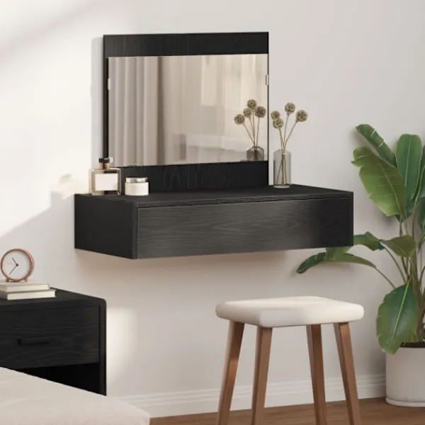 vidaXL Sminkbord>Smyckebord med låda Svart 83 x 40 x 70 cm Konstruerat trä