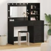 vidaXL Sminkbord>Smyckebord med låda Svart 78.5 x 41 x 135 cm Konstruerat trä