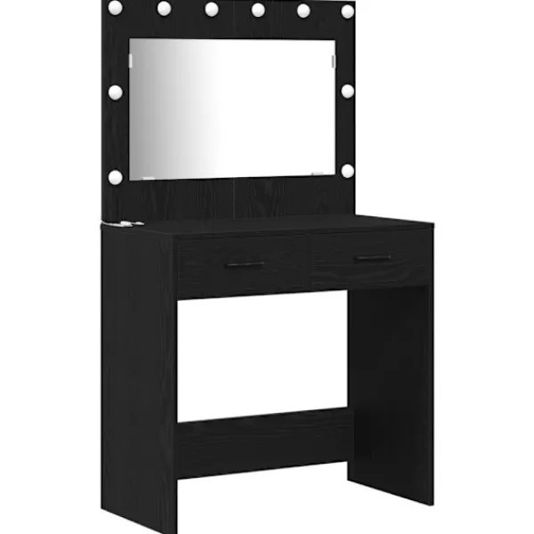 vidaXL Sminkbord>Smyckebord med låda Svart 78.5 x 41 x 135 cm Konstruerat trä
