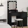 vidaXL Sminkbord>Smyckebord med låda Svart Ek 50 x 41 x 135 cm Konstruerat trä
