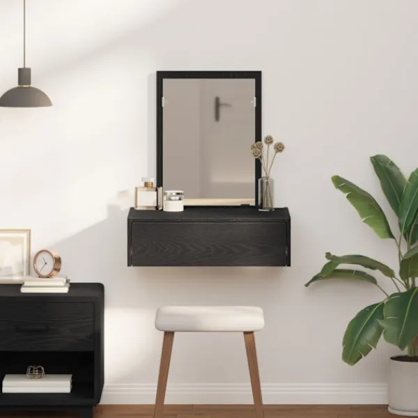 vidaXL Sminkbord>Smyckebord med låda Svart 60 x 40 x 70 cm Konstruerat trä