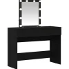 vidaXL Sminkbord>Smyckebord med låda Svart Ek 100 x 40 x 130 cm Konstruerat trä