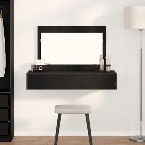 vidaXL Sminkbord>Smyckebord med låda Svart 100 x 40 x 70 cm Konstruerat trä
