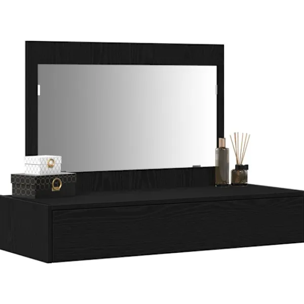 vidaXL Sminkbord>Smyckebord med låda Svart 100 x 40 x 70 cm Konstruerat trä