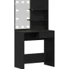 vidaXL Sminkbord>Smyckebord med låda Svart Ek 74,5 x 40 x 141 cm Konstruerat trä