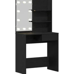 vidaXL Sminkbord>Smyckebord med låda Svart Ek 74,5 x 40 x 141 cm Konstruerat trä