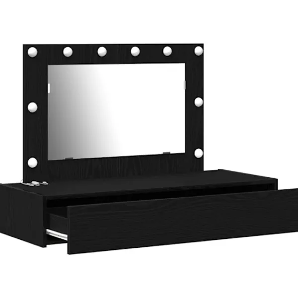 vidaXL Sminkbord>Smyckebord med låda Svart 100 x 40 x 70 cm Konstruerat trä