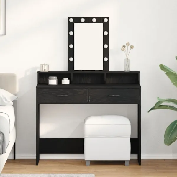 vidaXL Sminkbord>Smyckebord med låda Svart 100 x 41 x 140 cm Konstruerat trä
