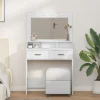 vidaXL Sminkbord>Smyckebord med låda Vit 79 x 41 x 135 cm Konstruerat trä