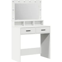 vidaXL Sminkbord>Smyckebord med låda Vit 79 x 41 x 135 cm Konstruerat trä