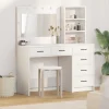 vidaXL Sminkbord>Smyckebord med låda Vit 78.5 x 41 x 135 cm Konstruerat trä