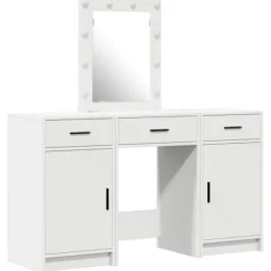 vidaXL Sminkbord>Smyckebord med låda Vit 50 x 41 x 135 cm Konstruerat trä