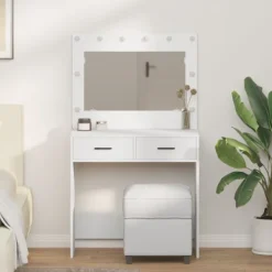 vidaXL Sminkbord>Smyckebord med låda Vit 78,5 x 41 x 135 cm Konstruerat trä
