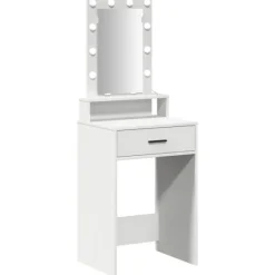 vidaXL Sminkbord>Smyckebord med låda Vit 50 x 41 x 140 cm Konstruerat trä
