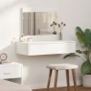 vidaXL Sminkbord>Smyckebord med låda Vit 83 x 40 x 70 cm Konstruerat trä
