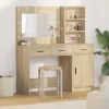 vidaXL Sminkbord>Smyckebord med spegelbelysning 2 pcs Brun Konstruerat trä