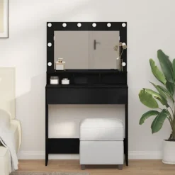 vidaXL Sminkbord>Smyckebord Svart Ek 75,5 x 41 x 135 cm Konstruerat trä
