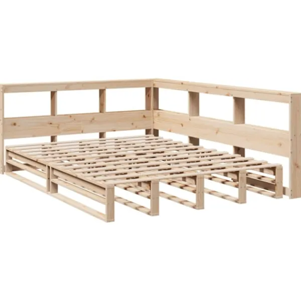 vidaXL Sängar>Säng med bokhylla utan madrass 140x200cm massiv furu