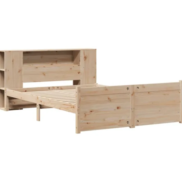 vidaXL Sängar>Säng med bokhylla utan madrass 135x190cm massiv furu