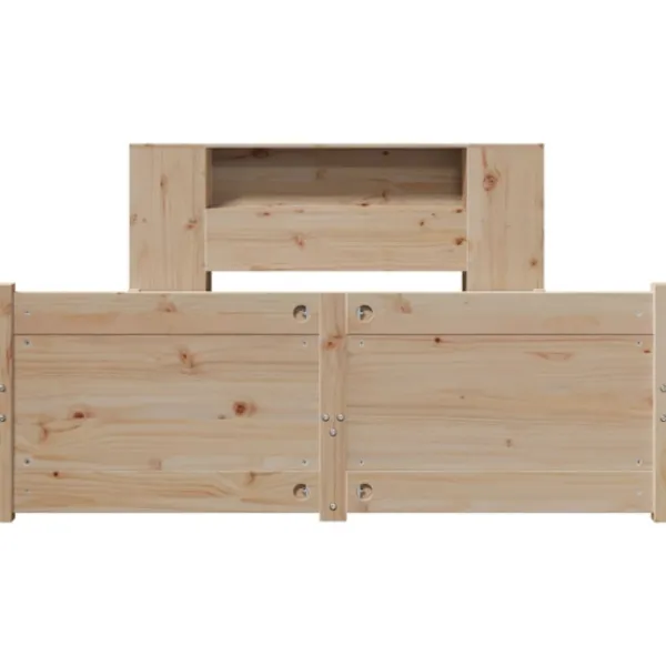 vidaXL Sängar>Säng med bokhylla utan madrass 135x190cm massiv furu