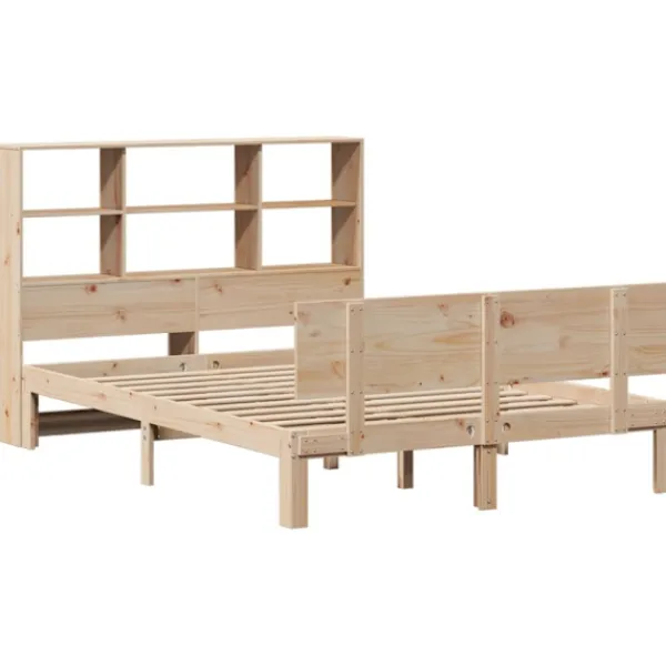 vidaXL Sängar>Säng med bokhylla utan madrass 160x200cm massiv furu