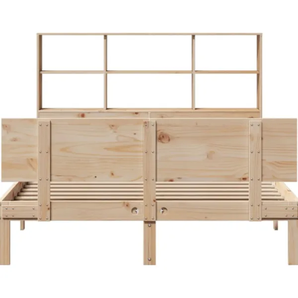 vidaXL Sängar>Säng med bokhylla utan madrass 160x200cm massiv furu