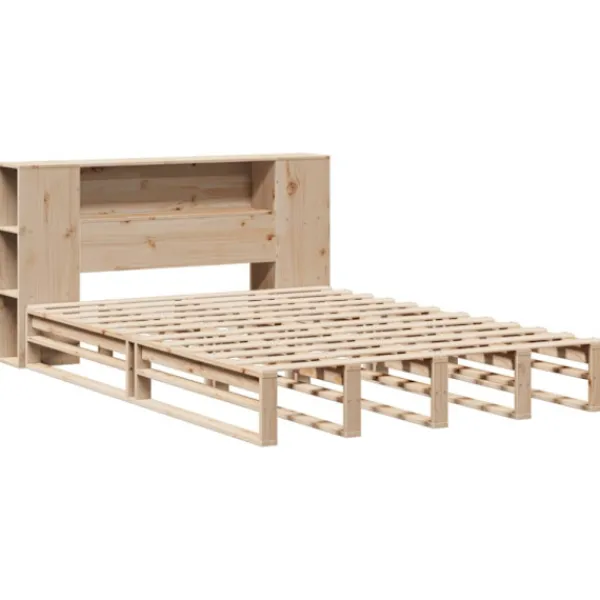 vidaXL Sängar>Säng med bokhylla utan madrass 140x200 cm massiv trä