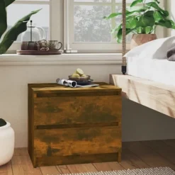 vidaXL Sängar>Sängbord rökfärgad ek 50x39x43,5 cm konstruerat trä