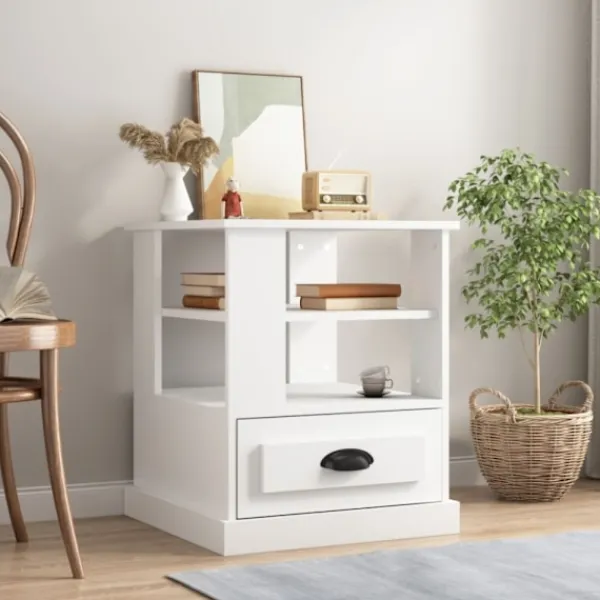 vidaXL Sängar>Sängbord vit 50x50x60 cm konstruerat trä