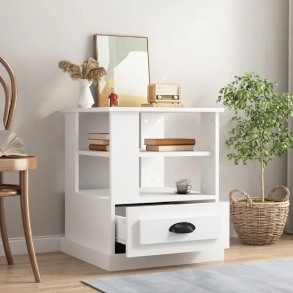 vidaXL Sängar>Sängbord vit 50x50x60 cm konstruerat trä
