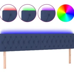 vidaXL Sängar>Sänggavel LED blå 180x7x78/88 cm tyg