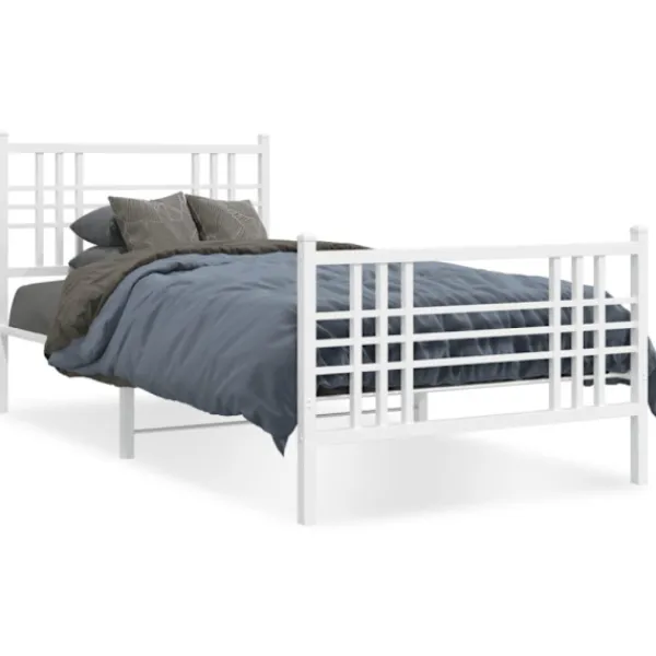 vidaXL Sängar>Sängram med huvudgavel och fotgavel vit metall 90x200 cm
